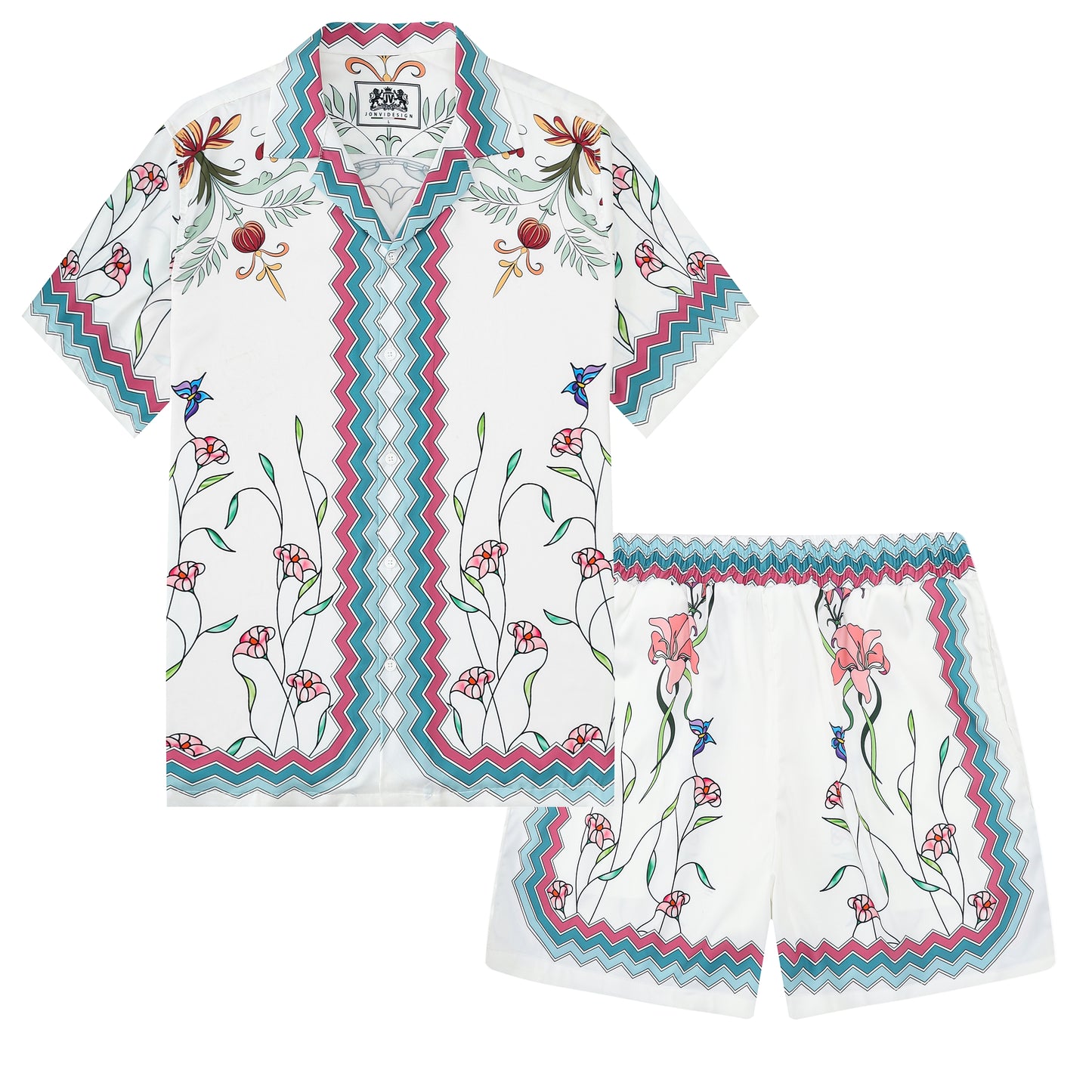 Vacation Vibe Floral Pattern Silk Fiber Waistband Shorts