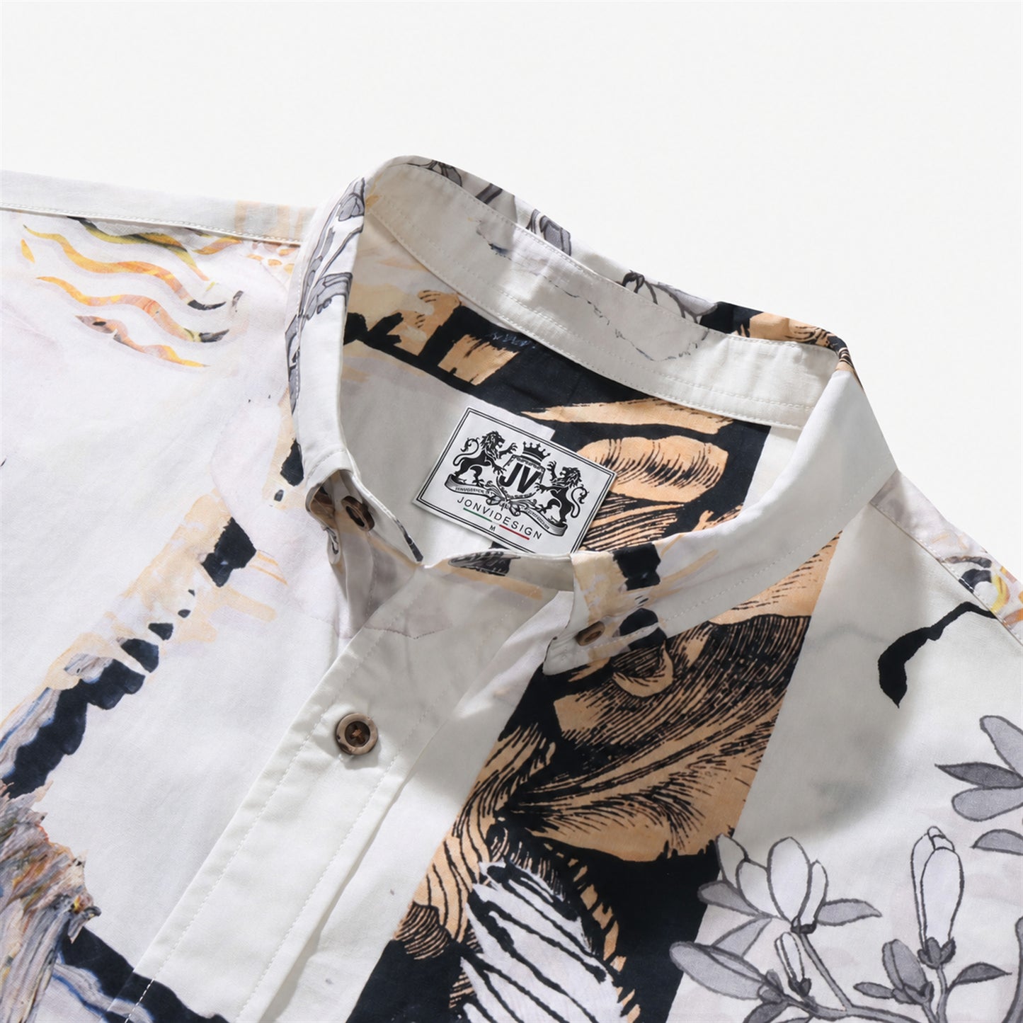 Ukiyo-e Crane Collage Casual Shirt