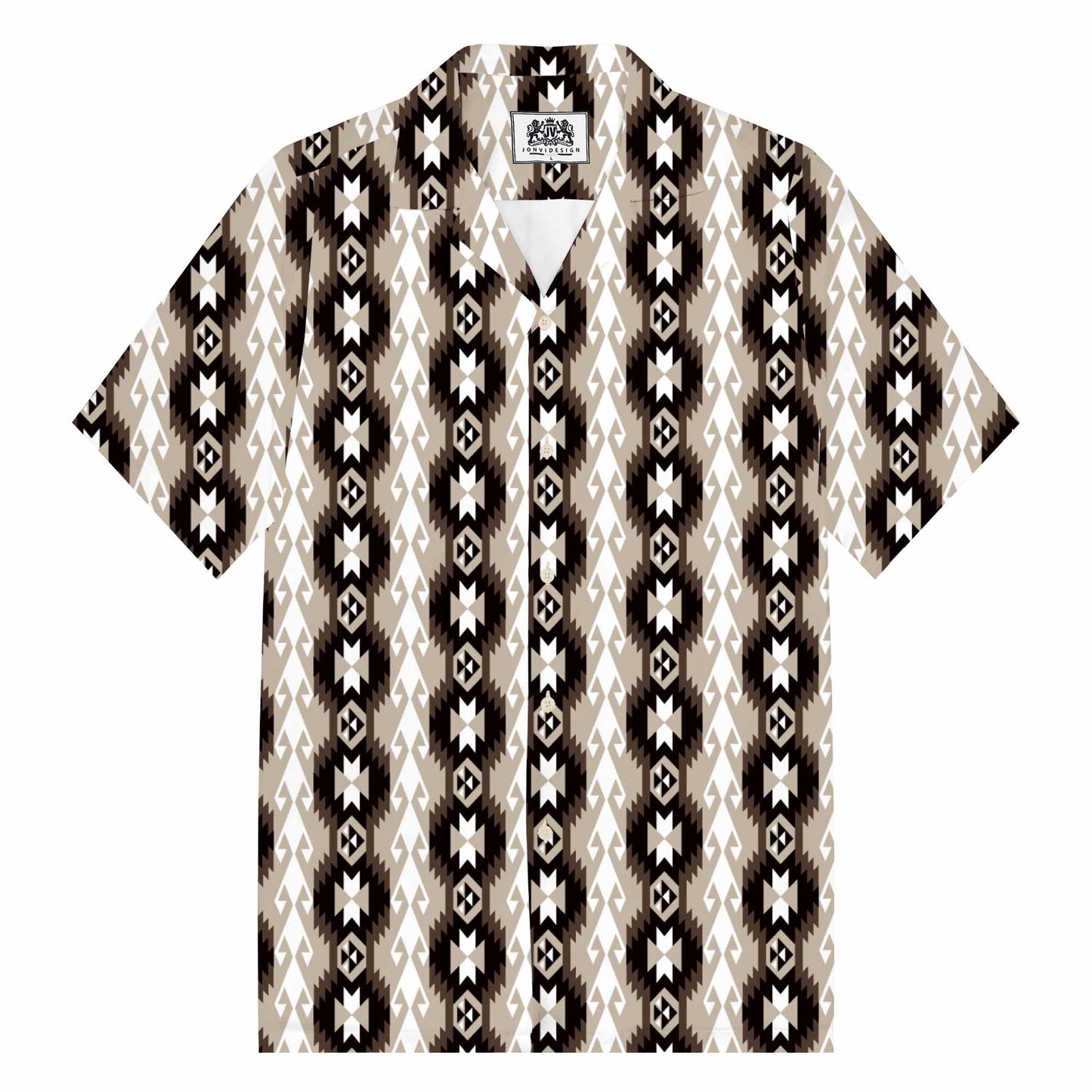Retro Ethnic Pattern Camp Collar Short Sleeve Shirt