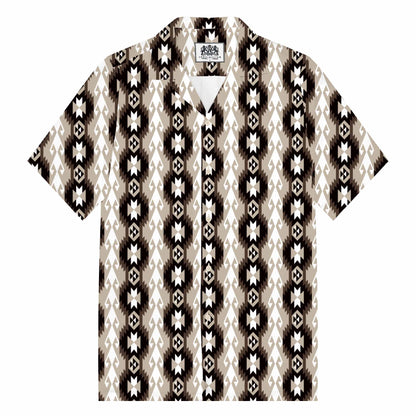 Retro Ethnic Pattern Camp Collar Short Sleeve Shirt