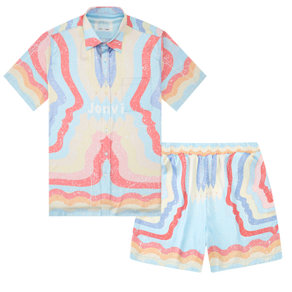Rainbow Color Drawstring-Free Summer Casual Shorts