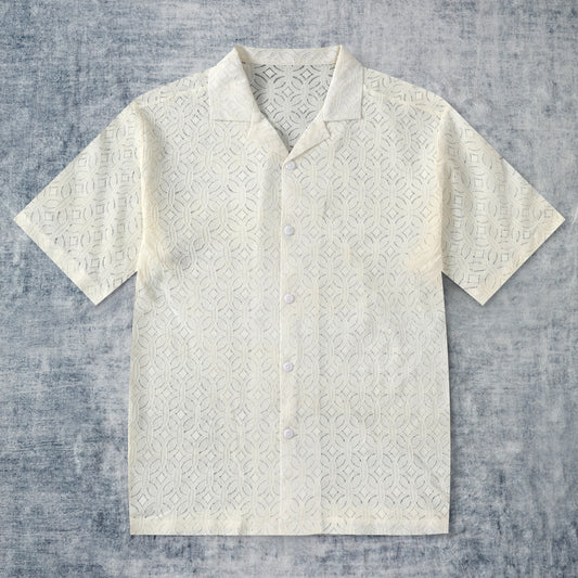 Lace Vintage Pattern Camp Collar Shirt