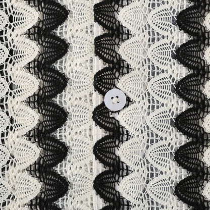 Stripe Crochet Vintage Textured Resort Fit Shirt