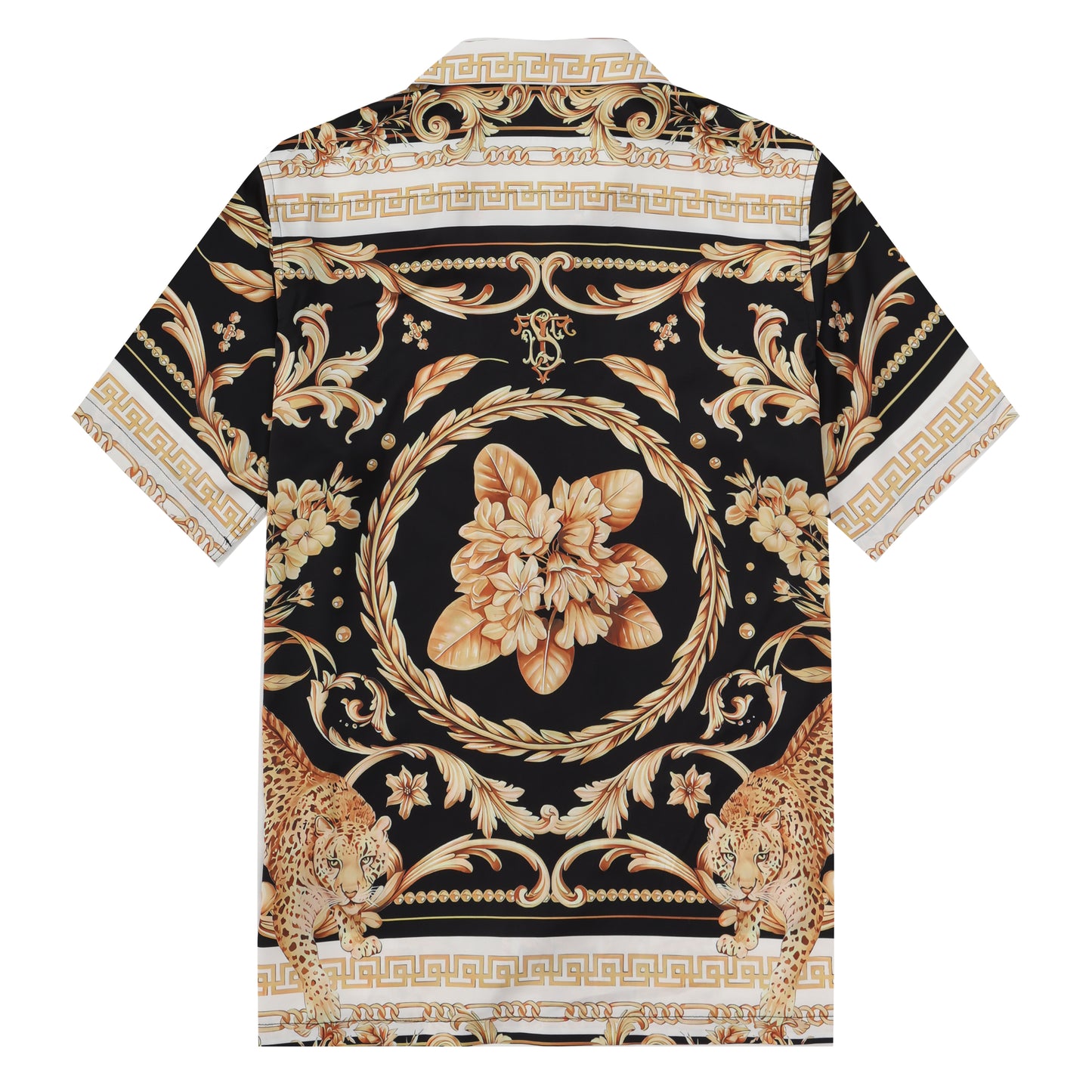 Golden Baroque Pattern Camp Collar Shirt Jonvidesign