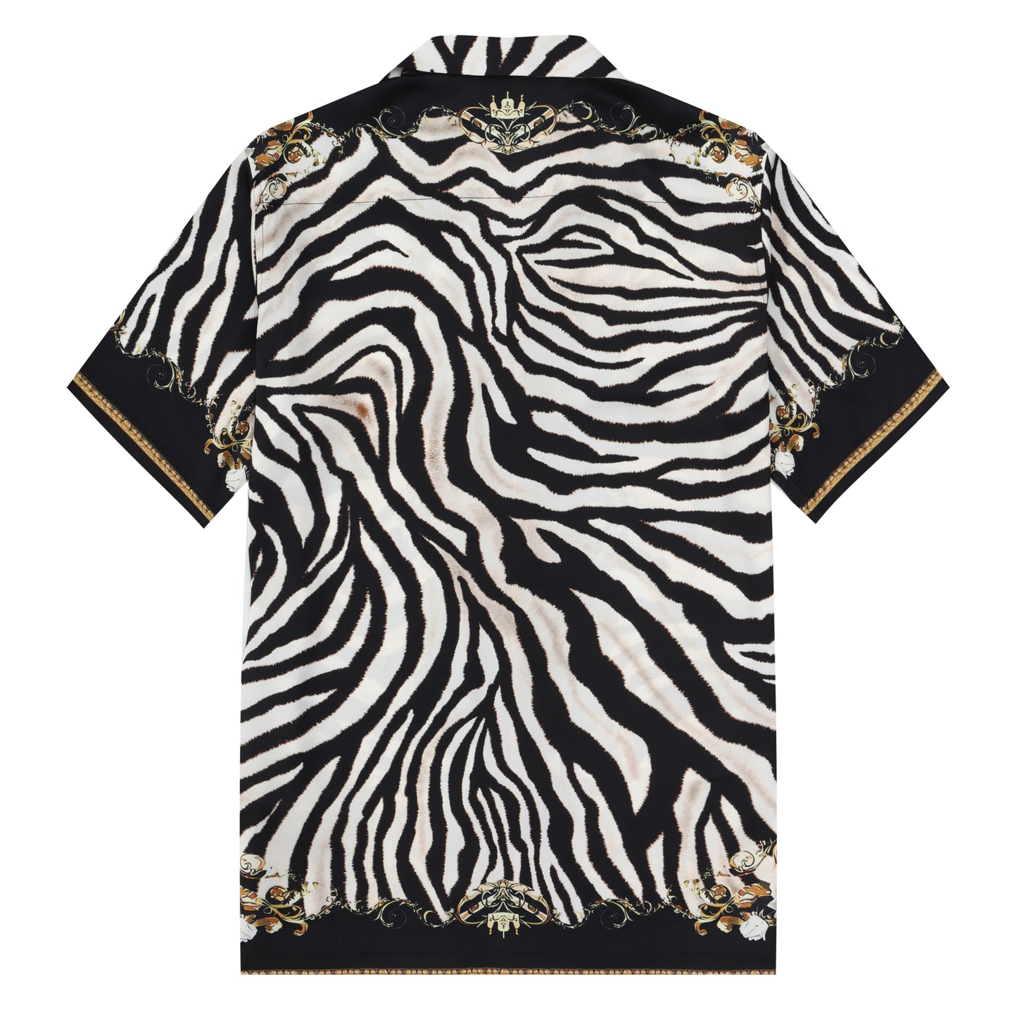 Wild Zebra Pattern Camp Collar Casual Shirt for Men Jonvidesign