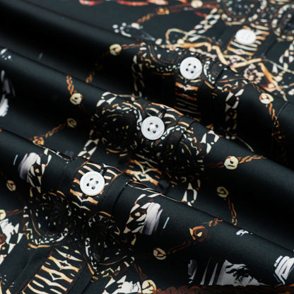 Chain Animal Printed Silk Fiber Short Sleeve Shirt