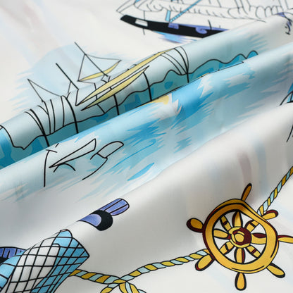 Sailing Boat Pattern Short Sleeve Camp Collar Shirt