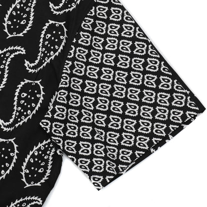 Paisley Pattern Button Short Sleeve Shirt in Black
