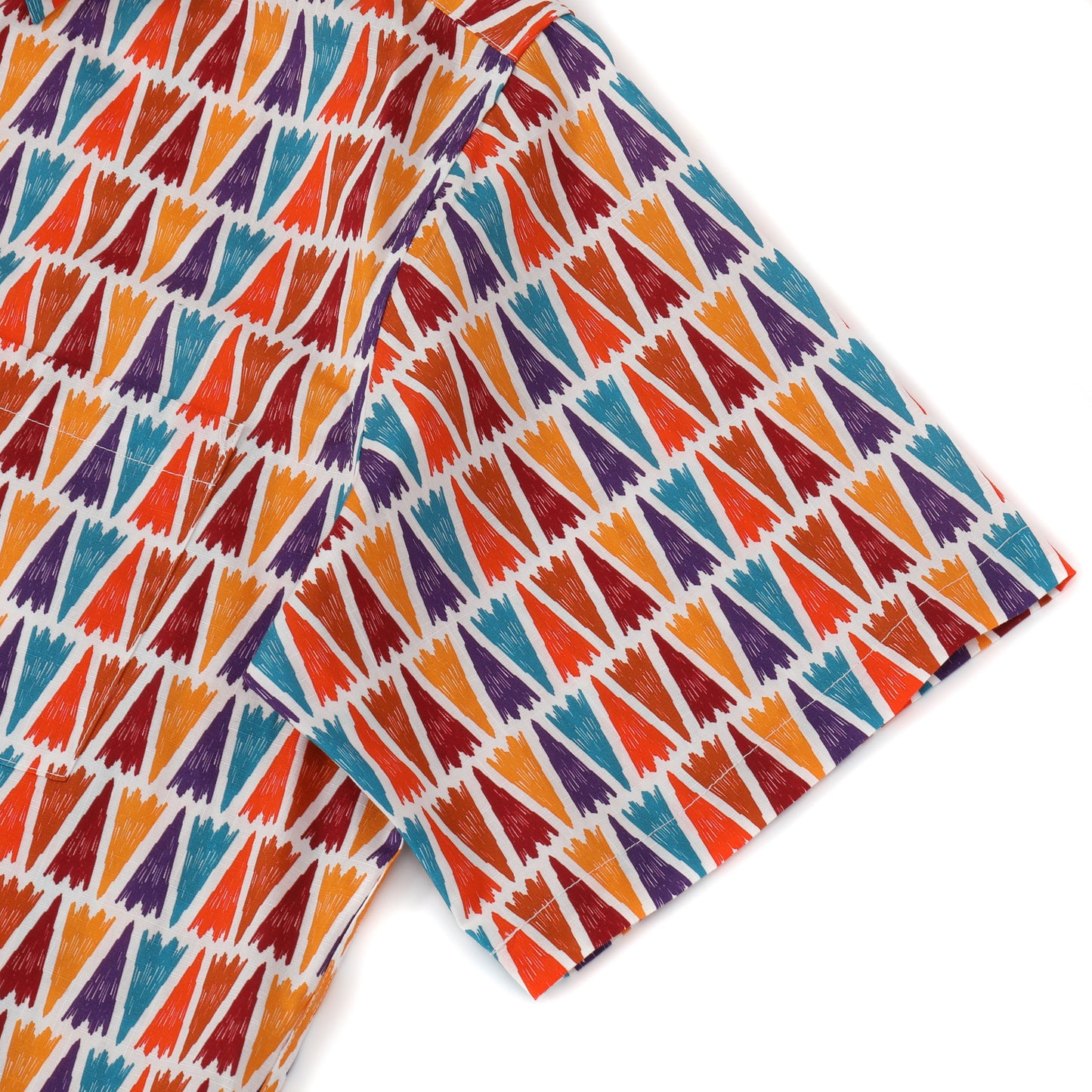Tribal Triangle Pattern Button Short Sleeve Shirt