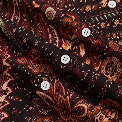 Vintage Floral Paisley Pattern Button Short Sleeve Shirt