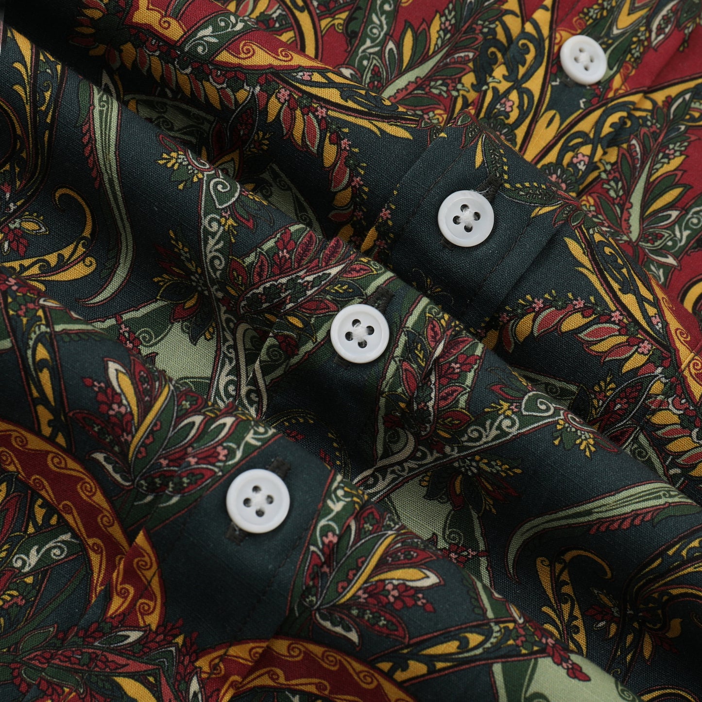 Floral Paisley Pattern Button Short Sleeve Shirt