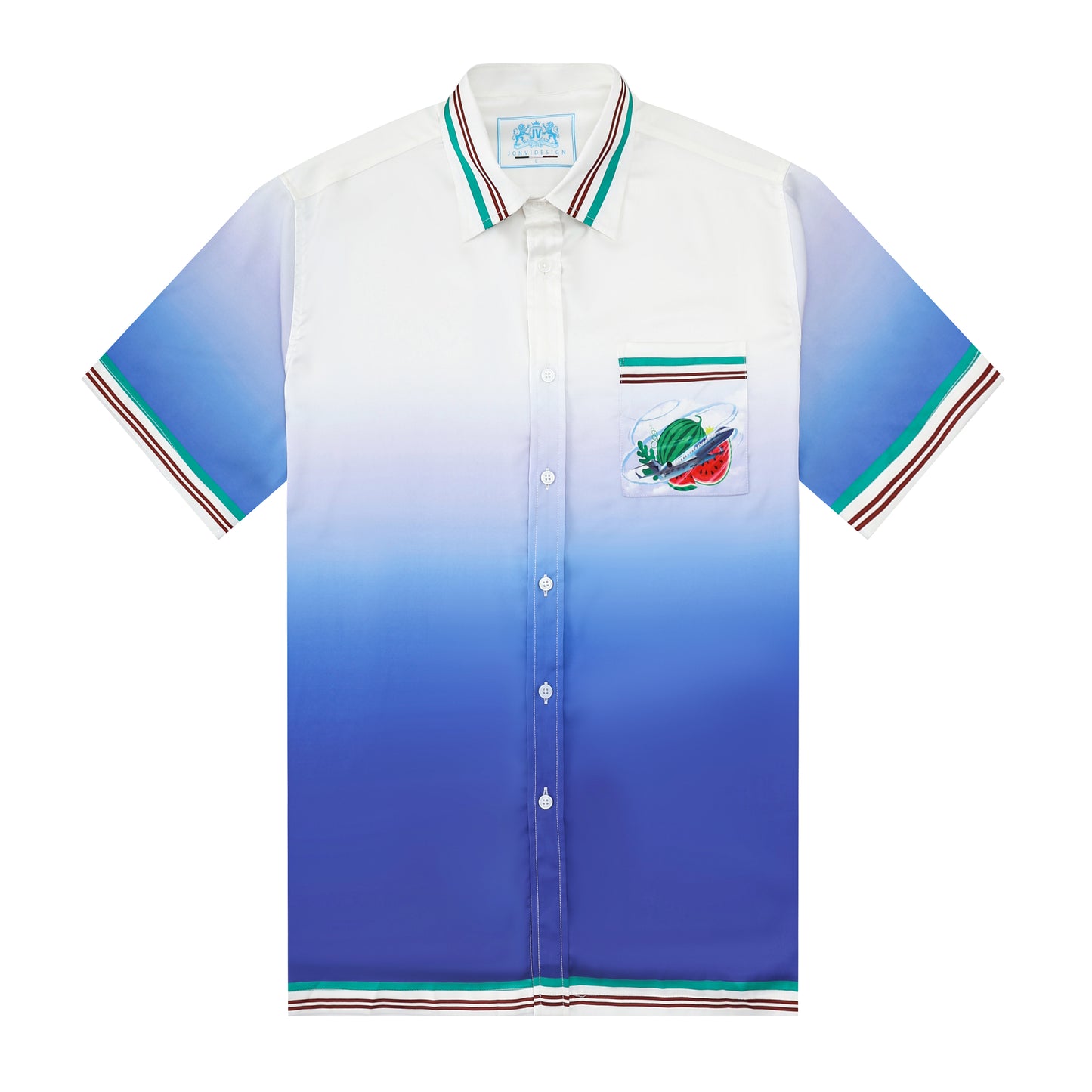 Gradient Blue Short Sleeve Sports Shirt for Men