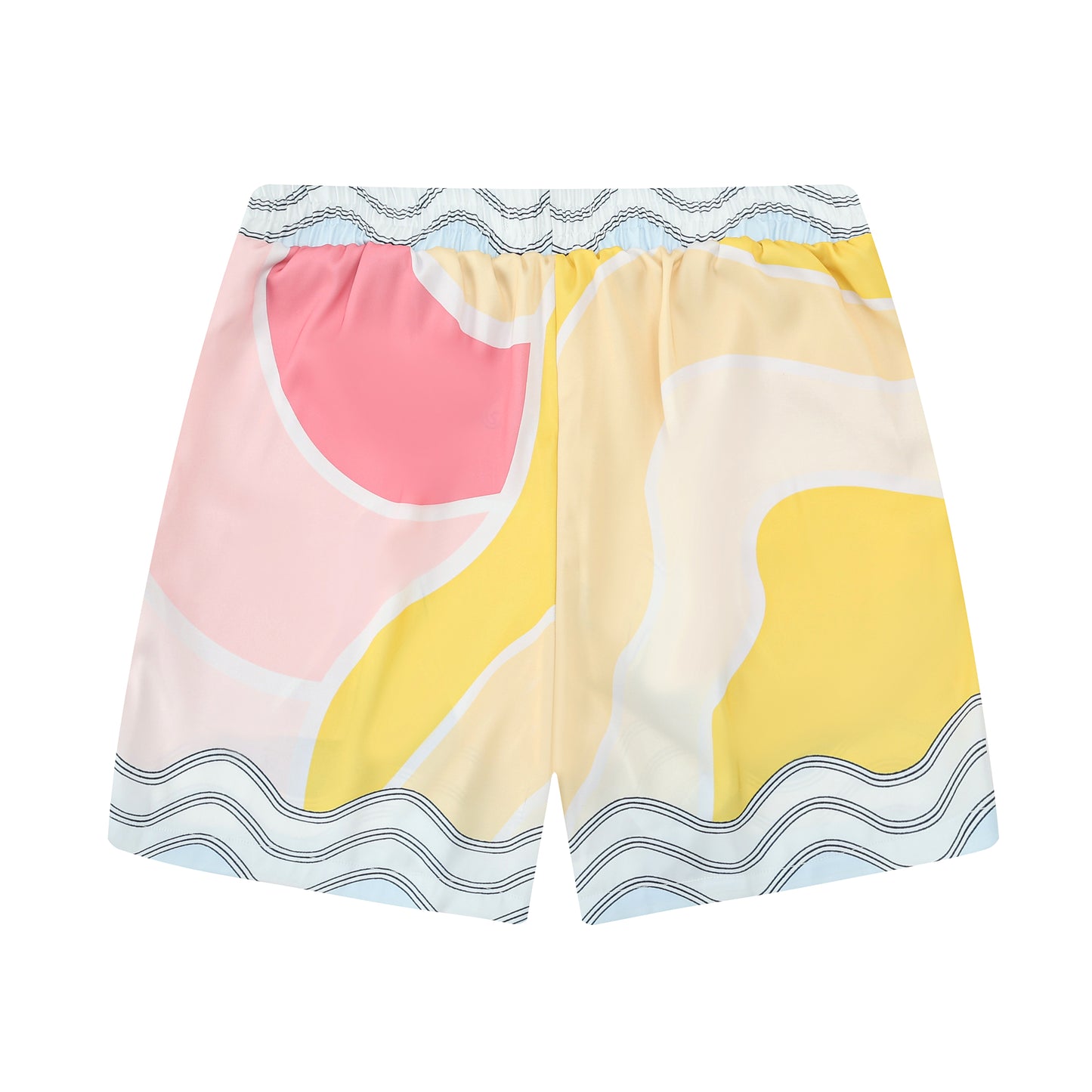 Abstract Sun Mountain Pattern Silk Fiber Waistband Shorts