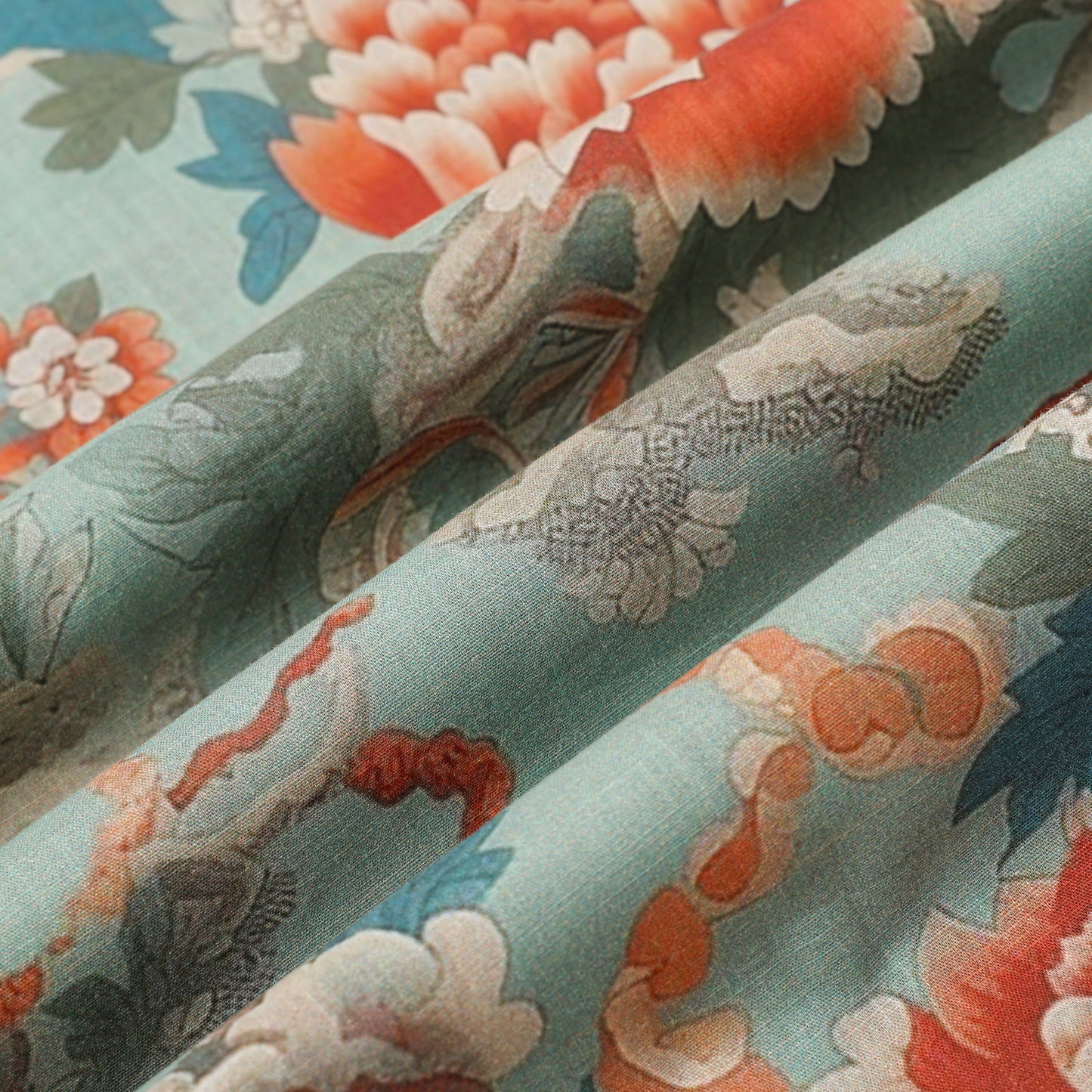 Ukiyo-e Gragon Floral Pattern Camp Collar Short Sleeve Shirt