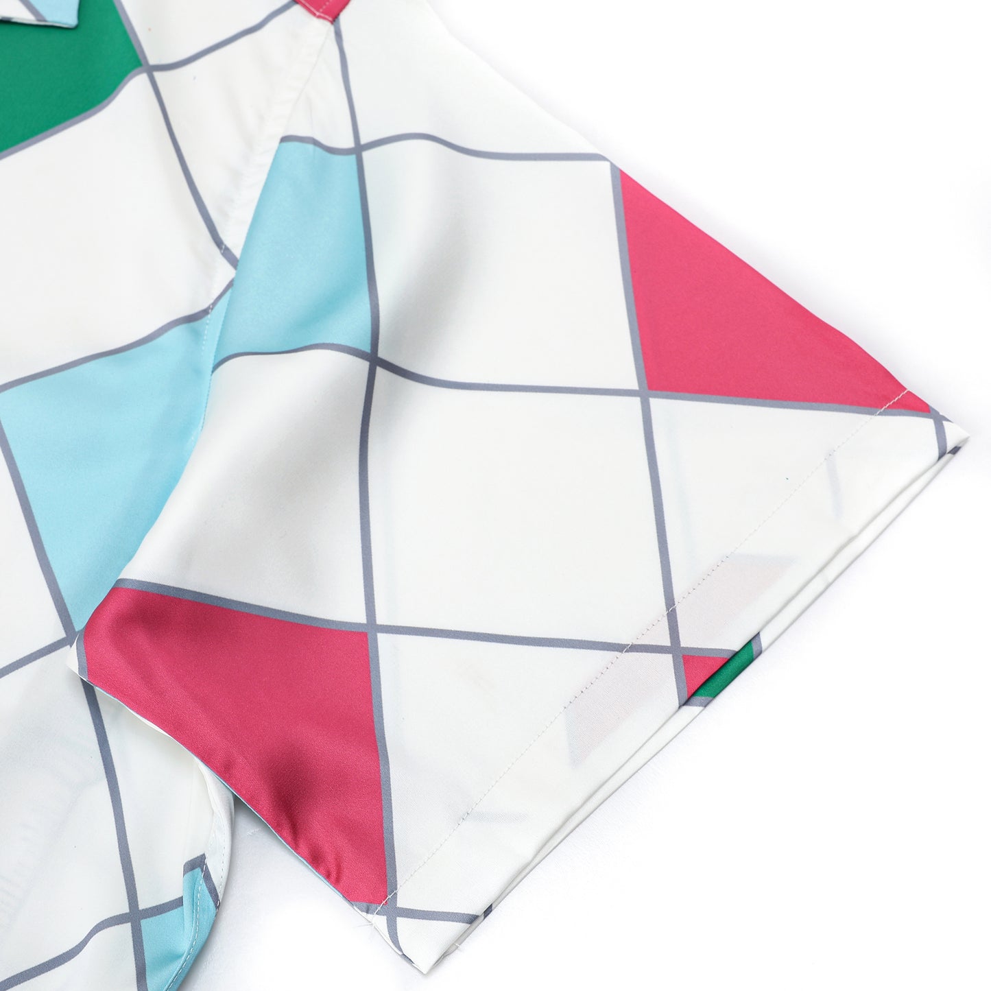 Multicolor Castle Pattern Silk Fiber Short Sleeve Camp Collar Shirt