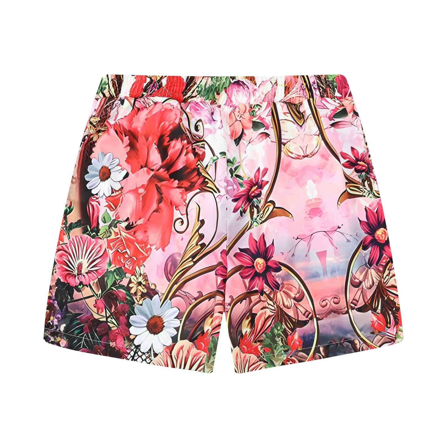 Floral Blossom Pattern Printed Waistband Shorts