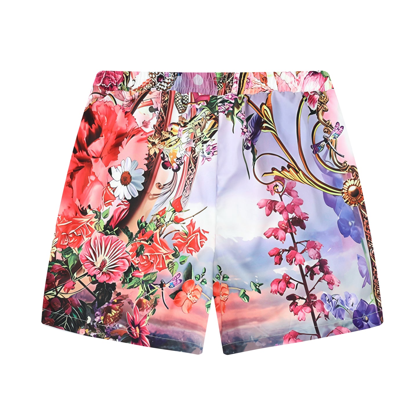 Floral Blossom Pattern Printed Waistband Shorts