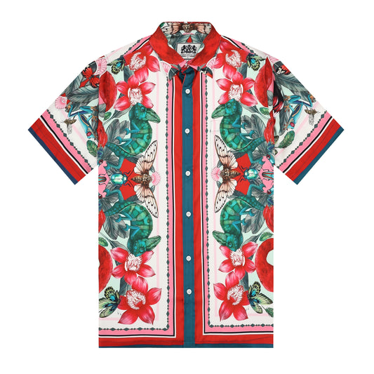 Tropical Style Flamingo Short Sleeve Shirt for Men