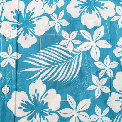Blue Floral Pattern Short Sleeve Shirt