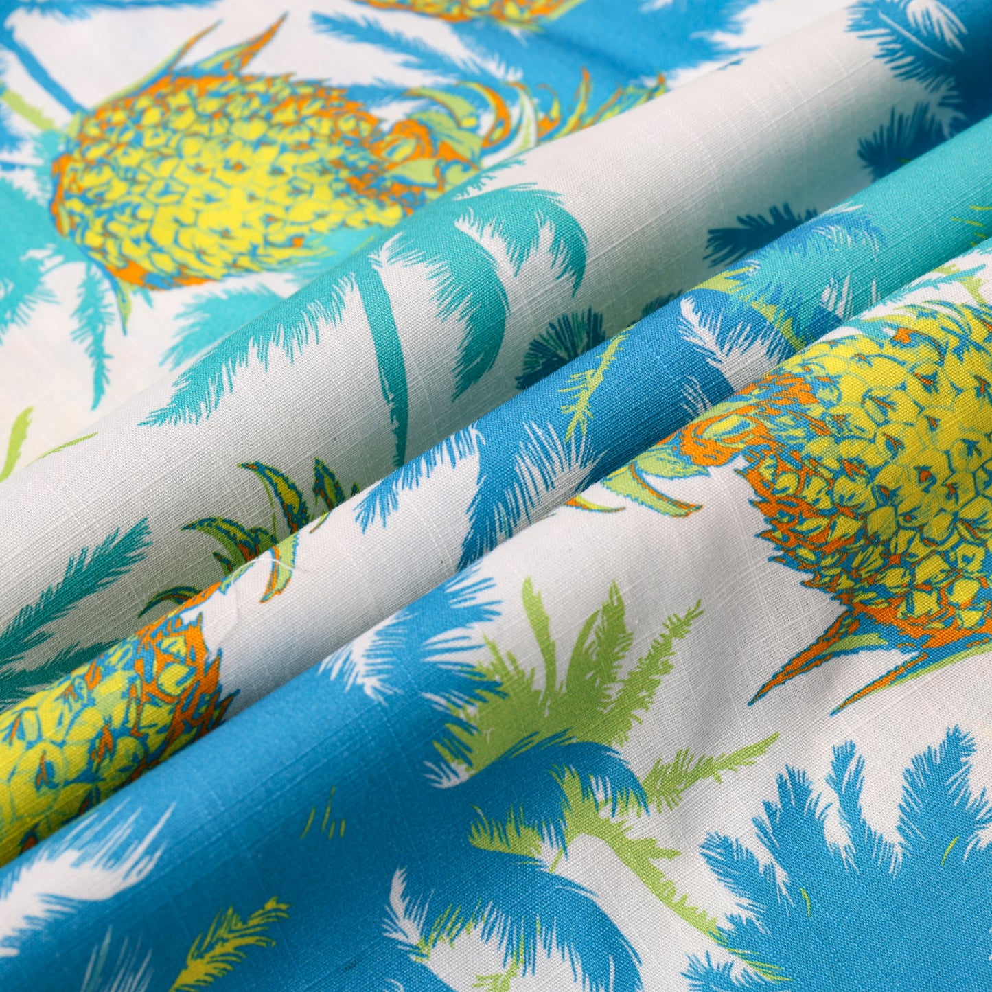 Tropical Pineapple Pattern Button Short Sleeve Shirt