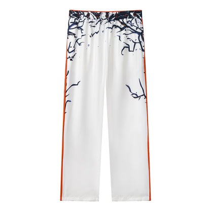 Halloween Orange Sides Casual Trousers With Elastic Waistband