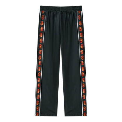 Halloween Pumpkin Print Casual Trousers With Elastic Waistband