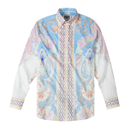 Aurora Paisley Pattern Long Sleeve Button Down Shirt Jonvidesign