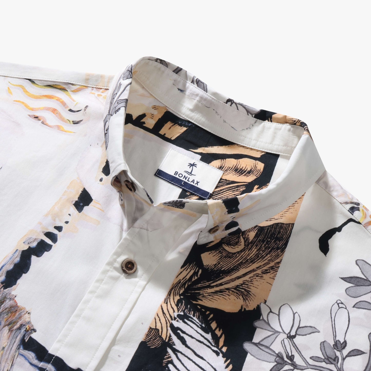 Ukiyo-e Crane Collage Casual Shirt