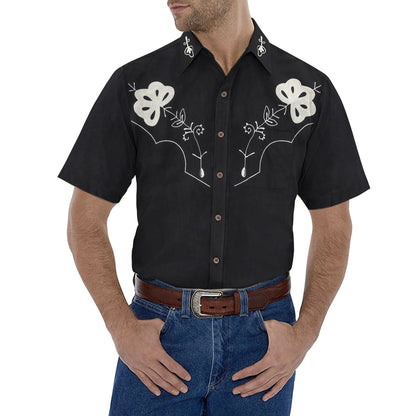 Floral Pattern Western Wear Short Sleeve Shirt for Men