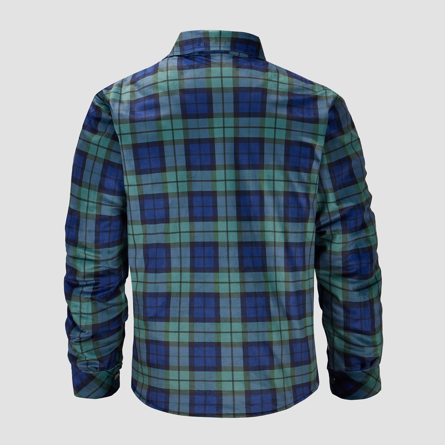 Long Sleeve Quilted Lined Plaid Flannel Shirt Jacket - Green