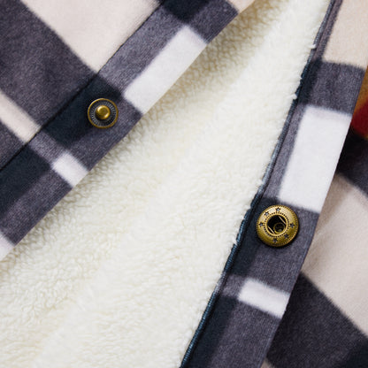 Khaki Flannel Plaid Button Lumber Jacket