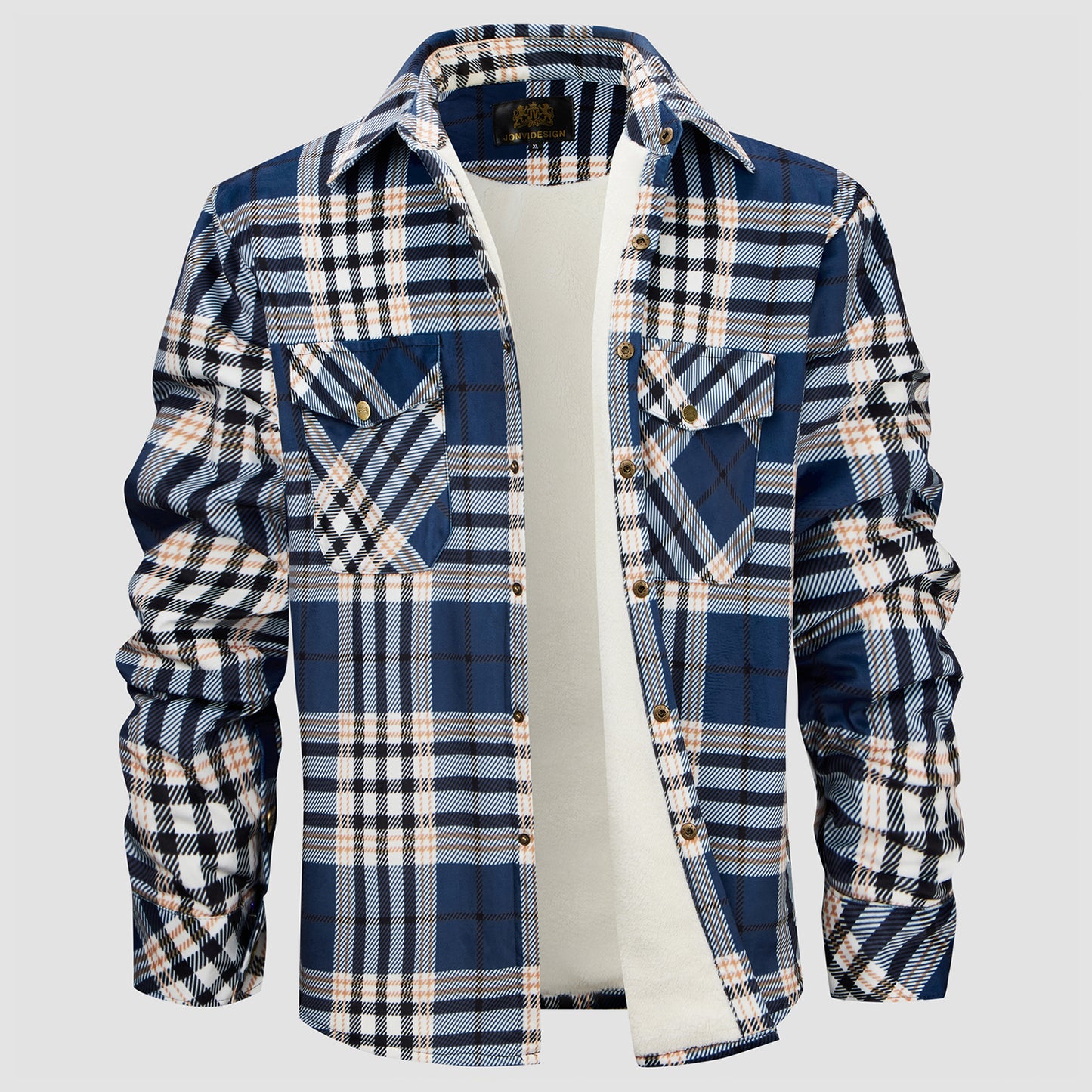 Sherpa Plaid Button Down Flannel Jacket