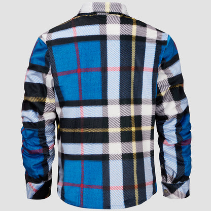 Blue Flannel Plaid Button Lumber Jacket