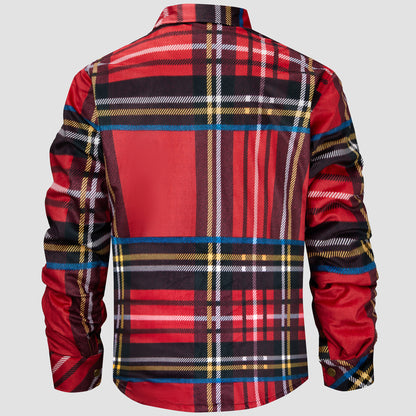 Red Flannel Plaid Button Shirt Lumber Jacket