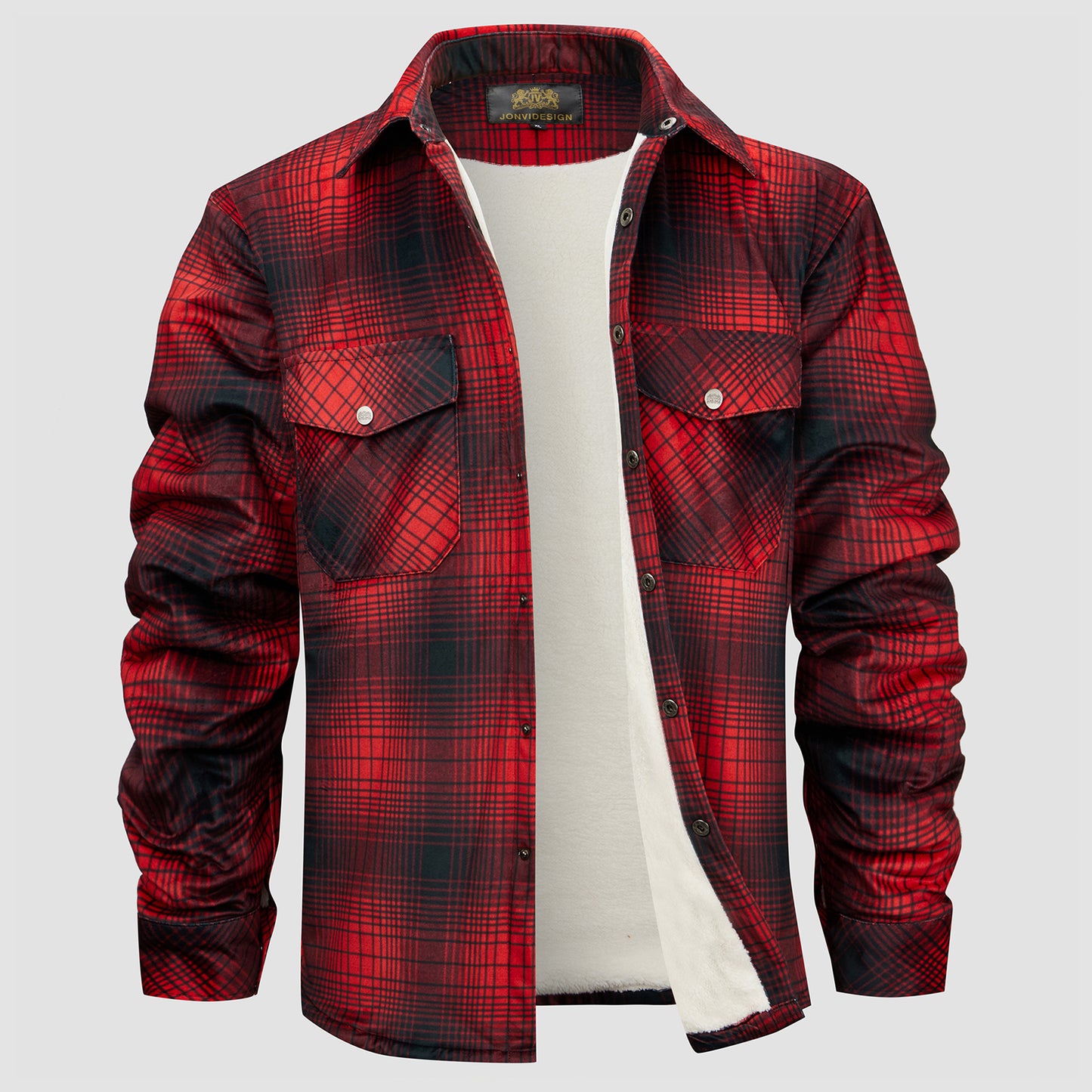 Red Plaid Button Flannel Jacket