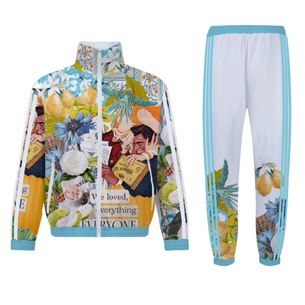 We Loved Everyong Everything Print Casual Sports Suit Zip Up Track Suit Top