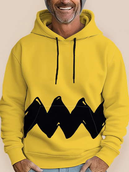 Retro Cartoon Yellow Hooded Sweatshirt