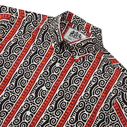 Tribal Cloud Totem Pattern Button Short Sleeve Shirt