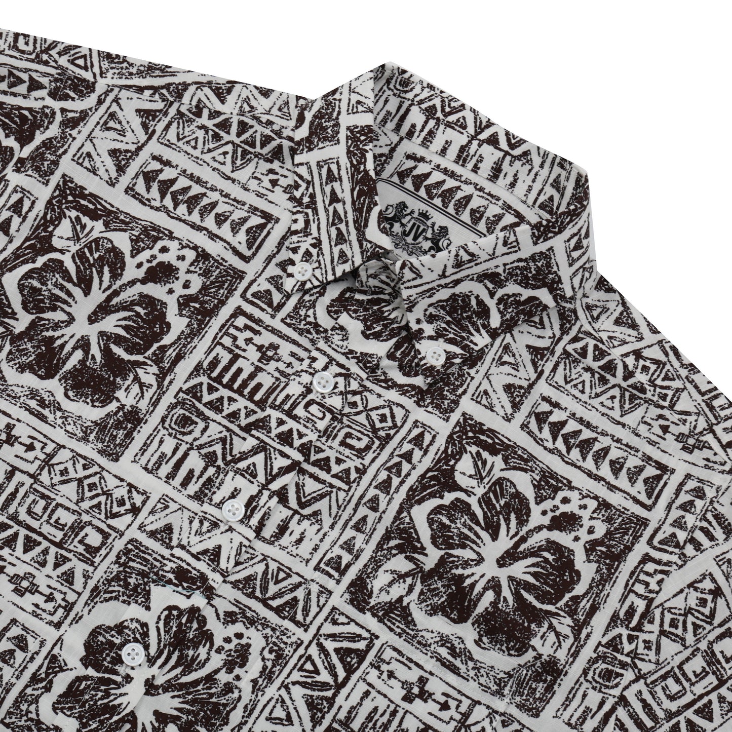 Floral Aztec Pattern Button Short Sleeve Shirt