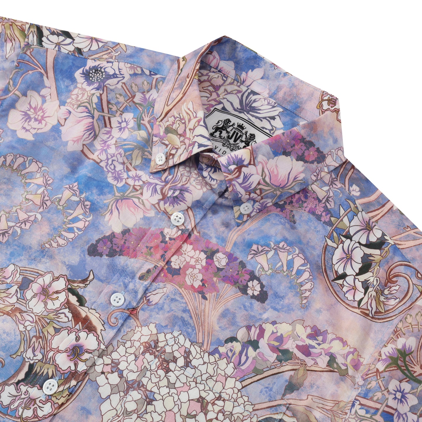Vintage Floral Pattern Button Short Sleeve Shirt