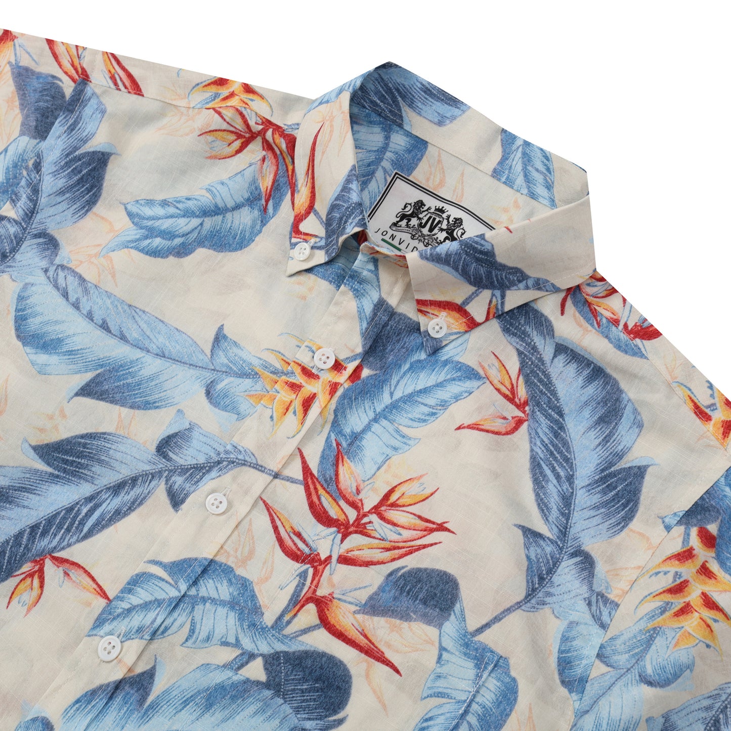 Tropical Pattern Hawaiian Button Short Sleeve Shirt