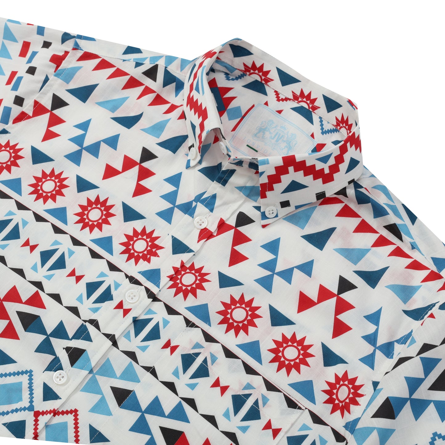 Geometric Pattern Button Short Sleeve Shirt
