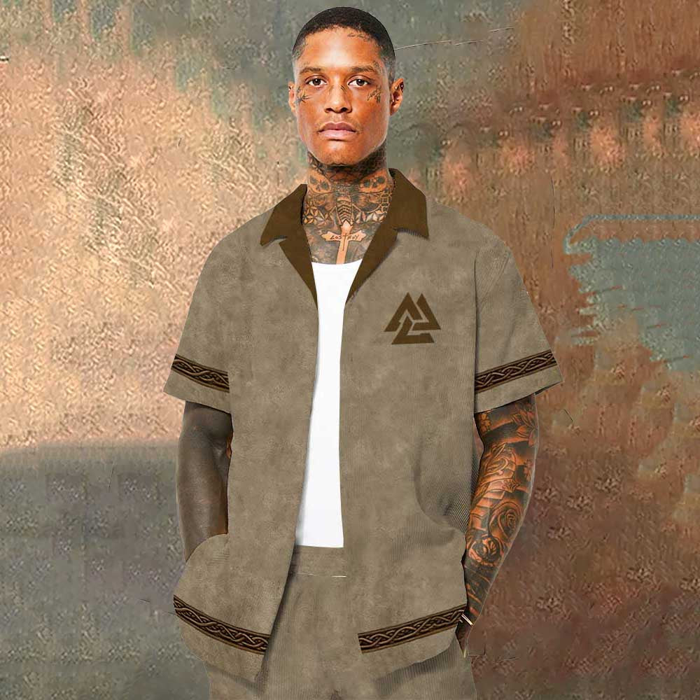 Men's Viking Nordic Eagle Print Vintage Elastic Waist Shorts