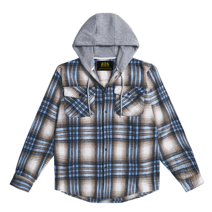 Cotton Classic Blue Hooded Shirt