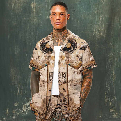 Ancient Egyptian Horus Print Casual Elastic Waist Shorts