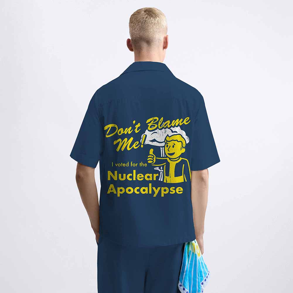 Don’t Blame Me Print Camp Collar Short-Sleeved Shirt