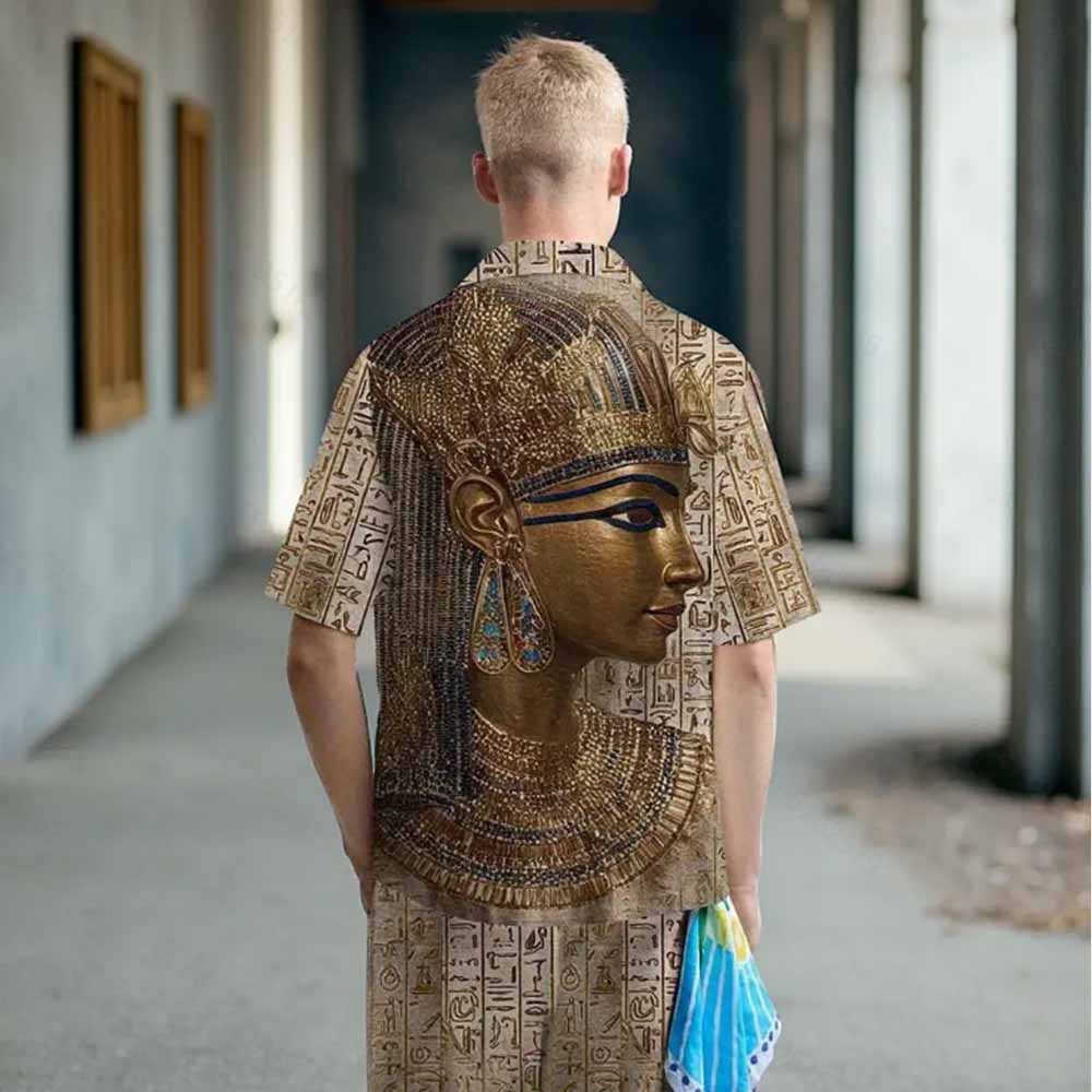 Vintage Ancient Egyptian Inspired Goddess Isis Pattern Casual Elastic Waist Shorts