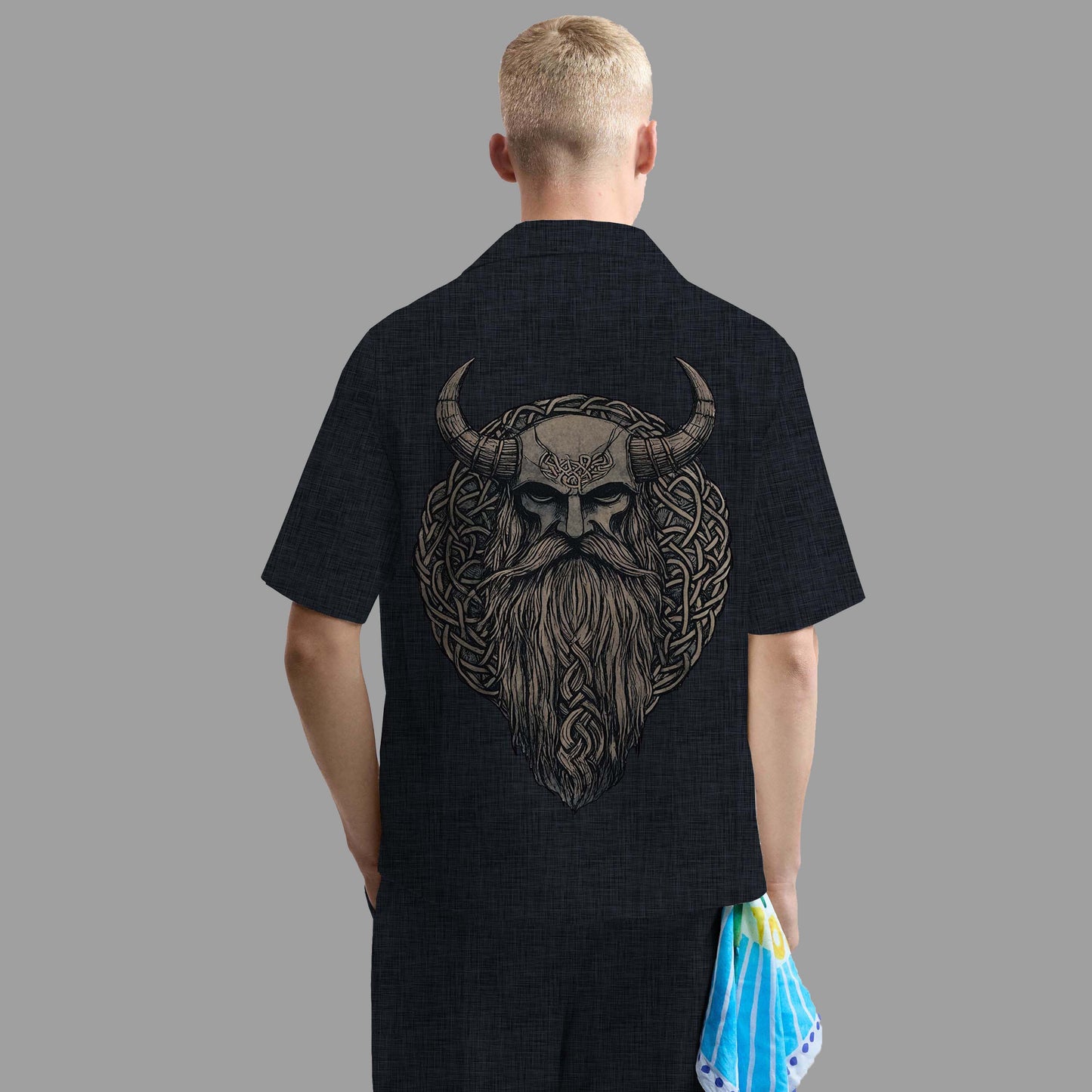 Men's Viking Print  Casual Elastic Waist Shorts