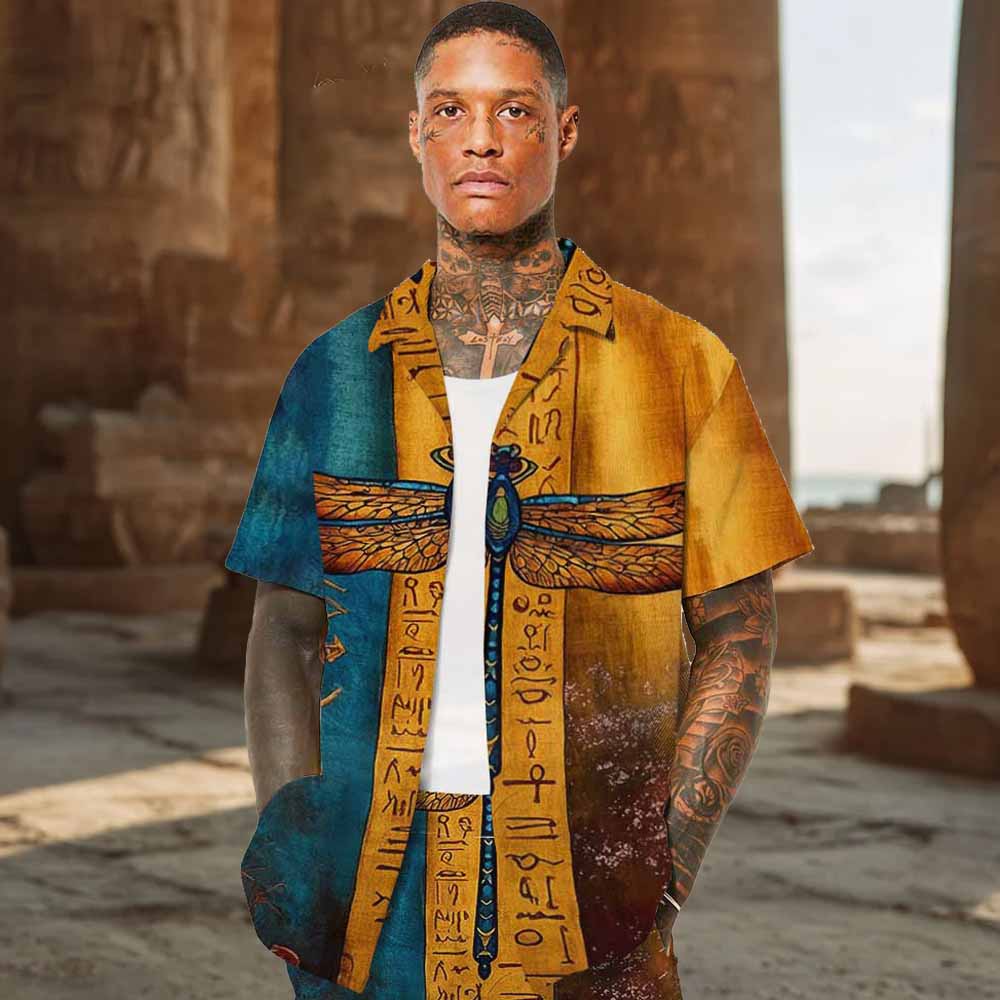 Egyptian Dragonfly Vintage Gradient Art Casual Shorts