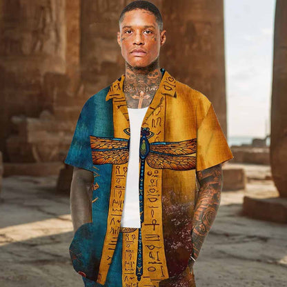 Egyptian Dragonfly Vintage Gradient Art Casual Shorts